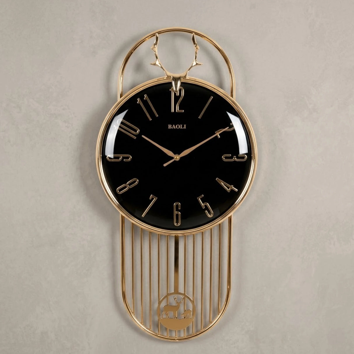 fancy wall clock with pendulum black 26''x12.5'' china