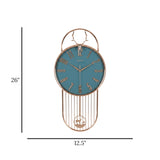 fancy wall clock with pendulum blue 26''x12.5'' china
