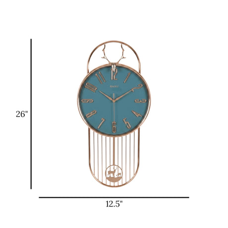 fancy wall clock with pendulum blue 26''x12.5'' china