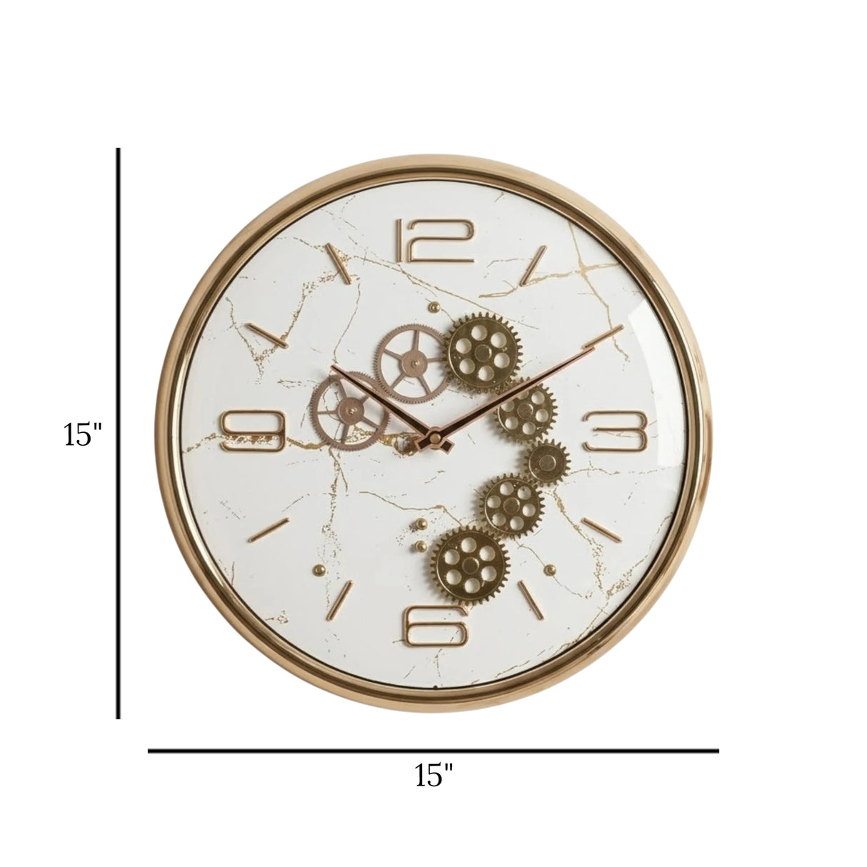 wall clock moving gear marble texture white 15"x15" china