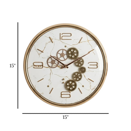 wall clock moving gear marble texture white 15"x15" china