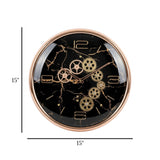 wall clock moving gear marble texture black 15"x15" china