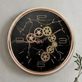 wall clock moving gear marble texture black 15"x15" china
