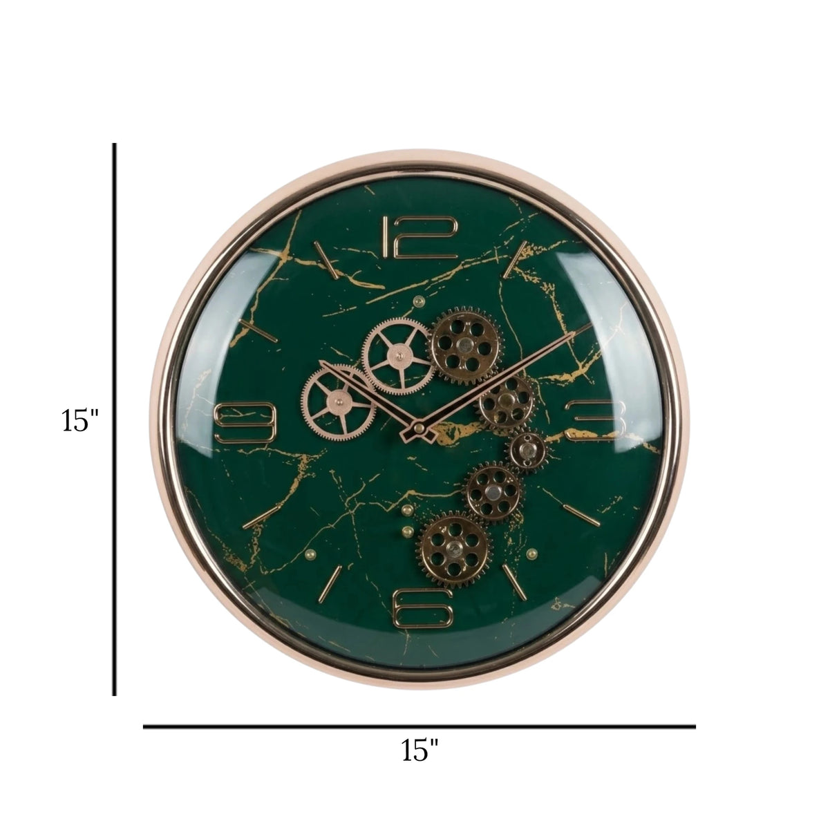 wall clock moving gear marble texture green 15"x15" china
