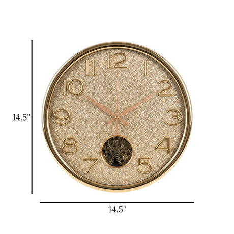 fancy wall clock moving gear gliter golden 14.5"x14.5" china