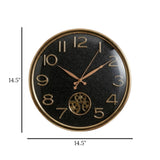 fancy wall clock moving gear gliter black & golden 14.5"x14.5" china