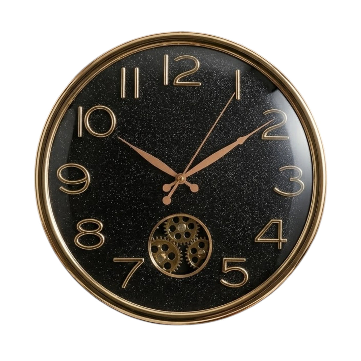 fancy wall clock moving gear gliter black & golden 14.5"x14.5" china