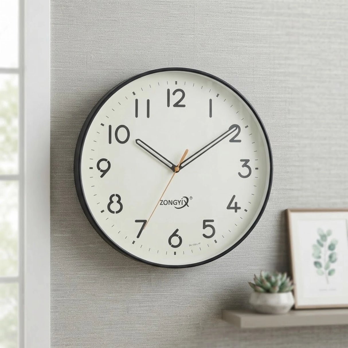 wall clock black 12"x12" china
