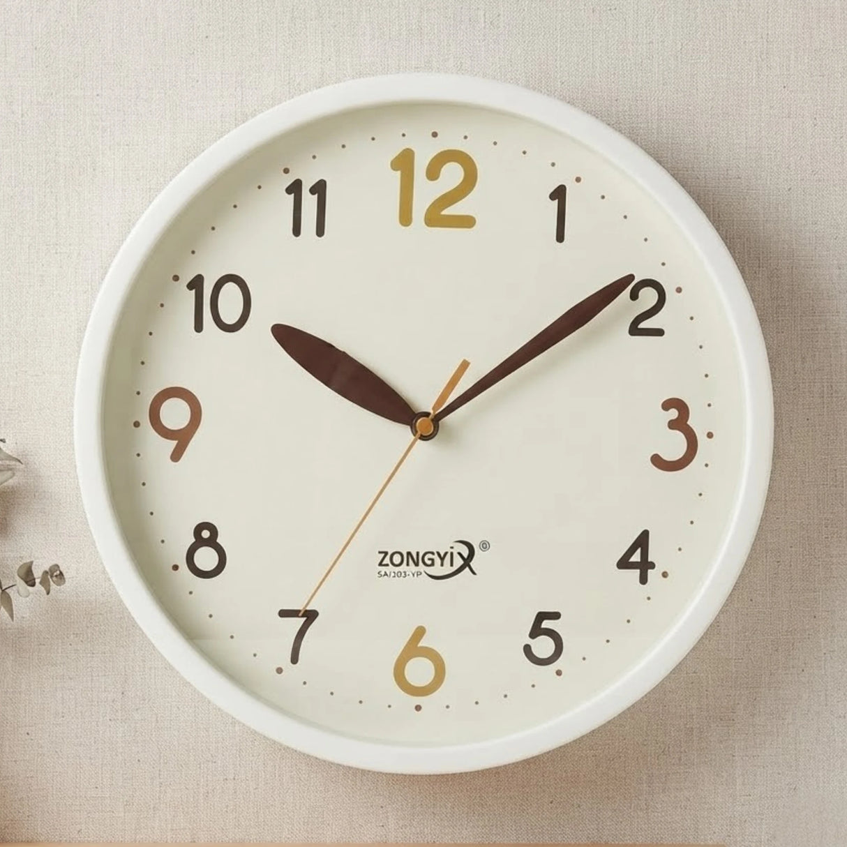 wall clock round white 12"x12" china