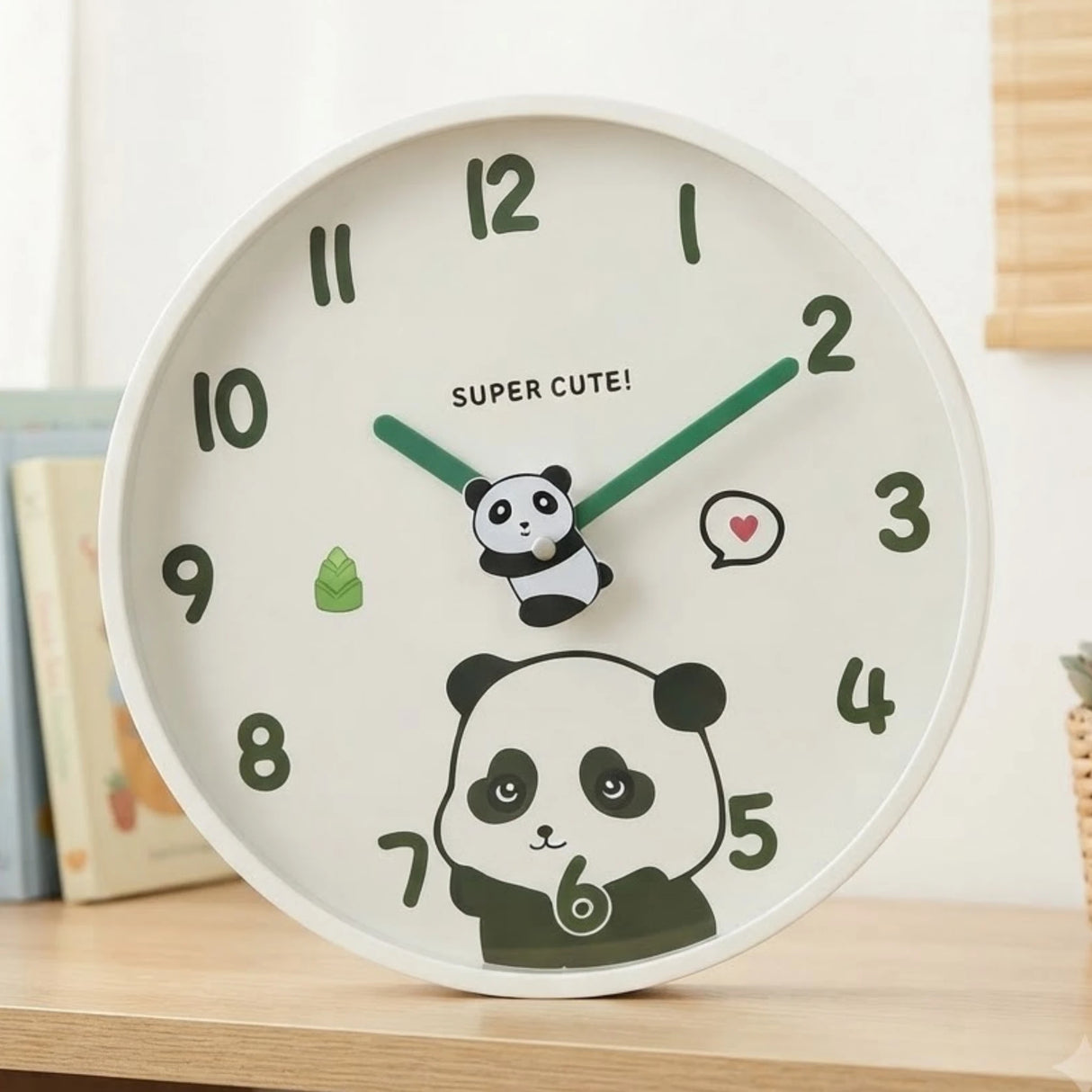wall clock kids panda white 12''x12'' china
