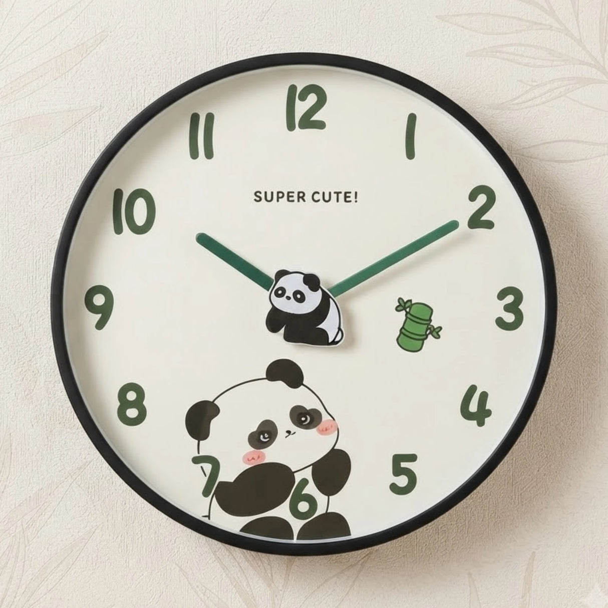 wall clock kids panda black 12''x12'' china
