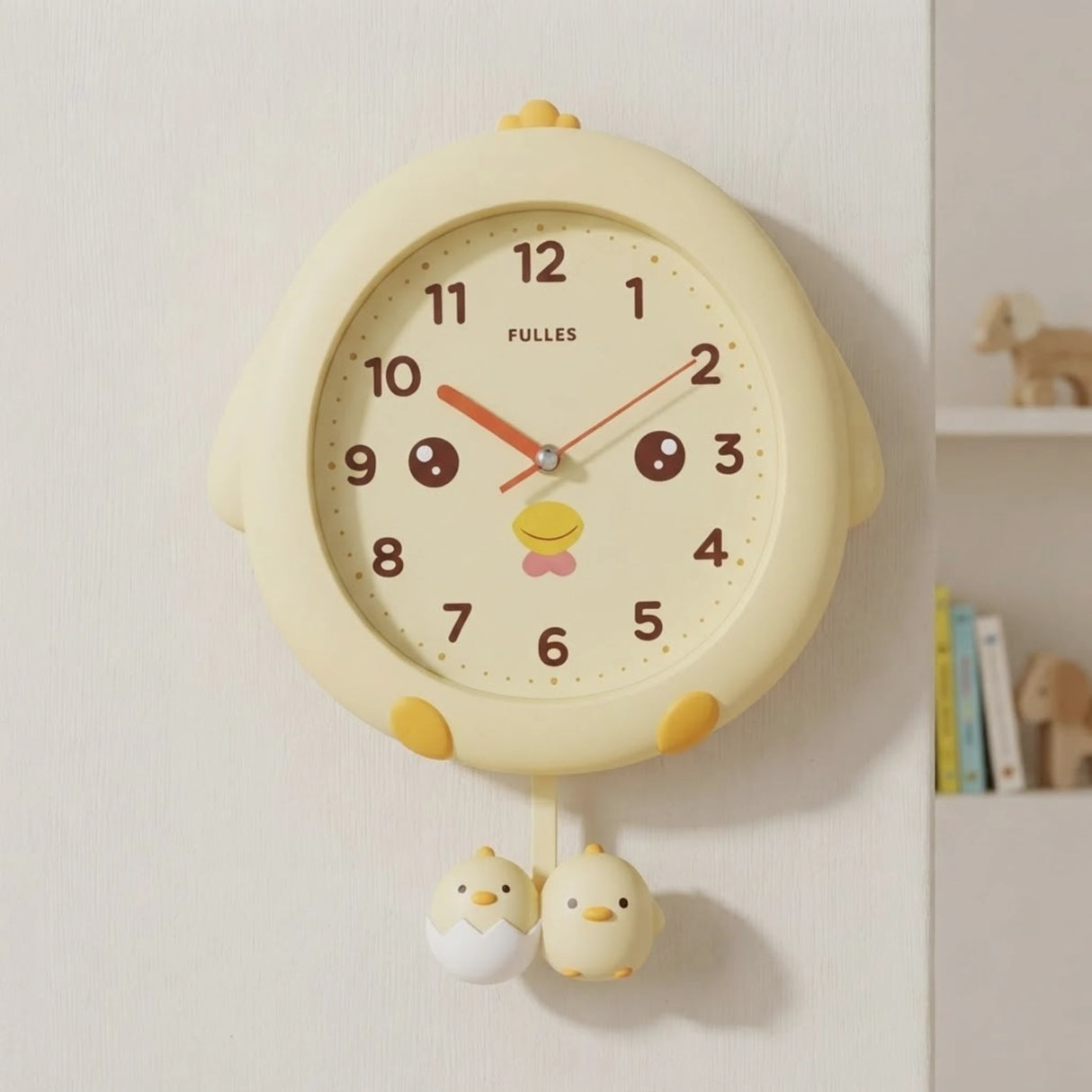 wall clock kids with pendulum duck yellow  15''x11'' china