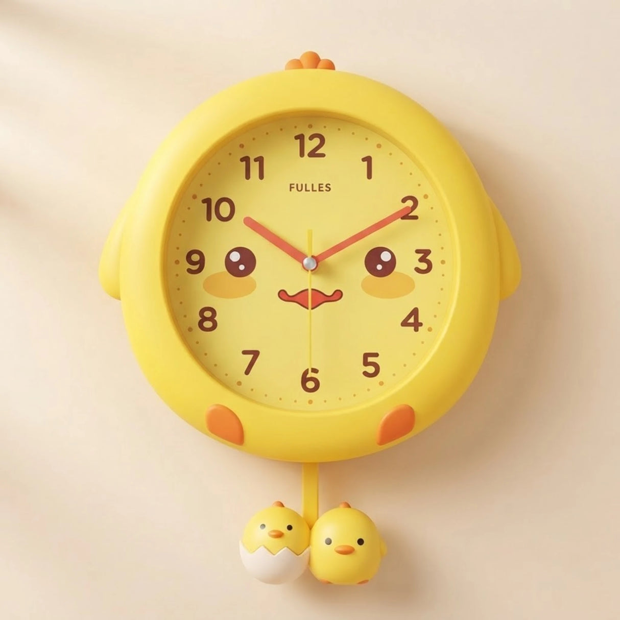 wall clock kids with pendulum duck dark yellow 15''x11'' china