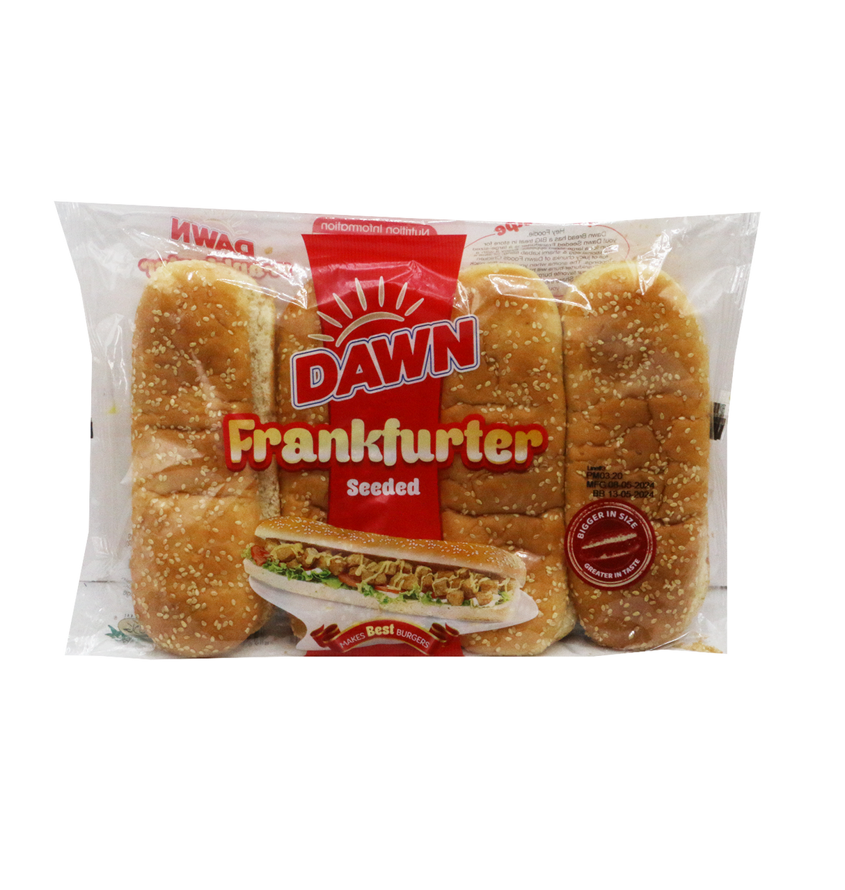 dawn long burger bun 4pc