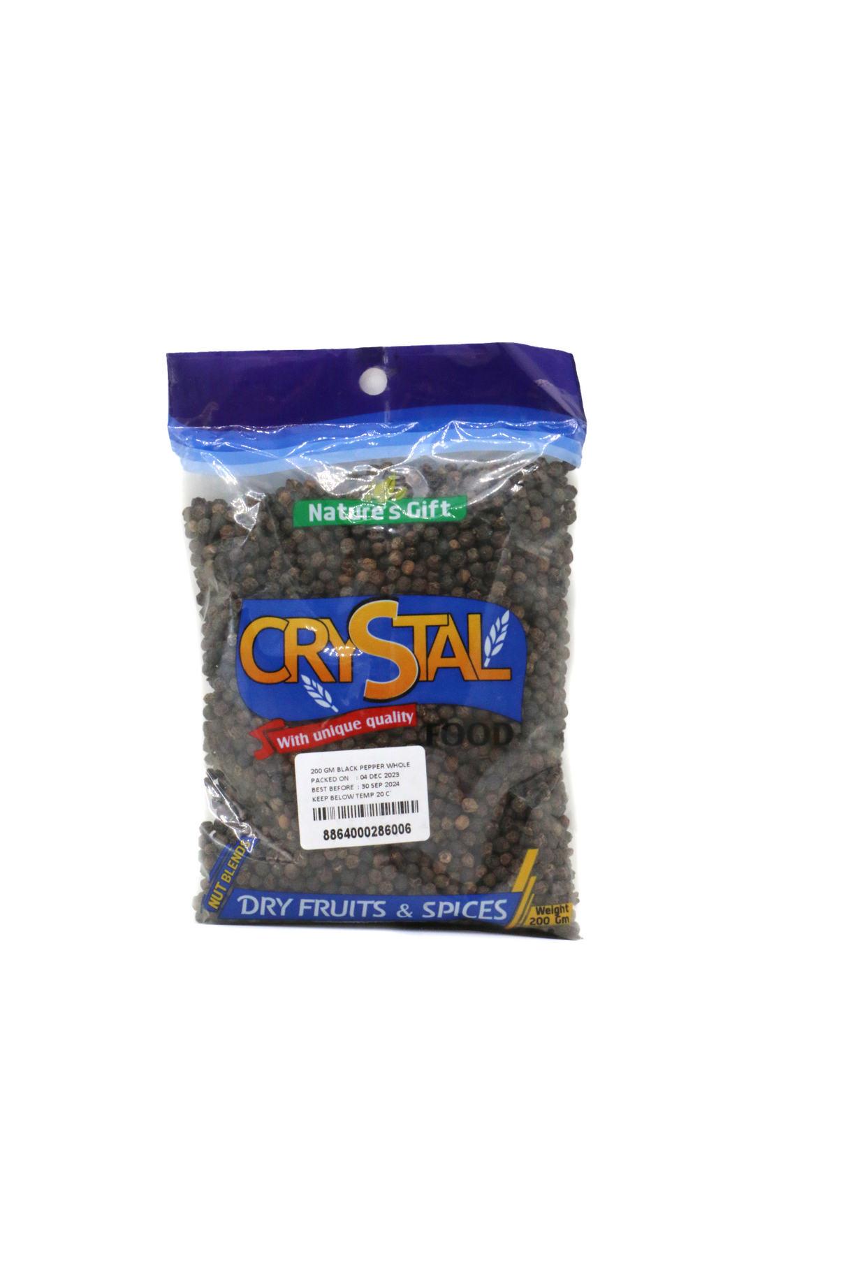 crystal black pepper whole 200g