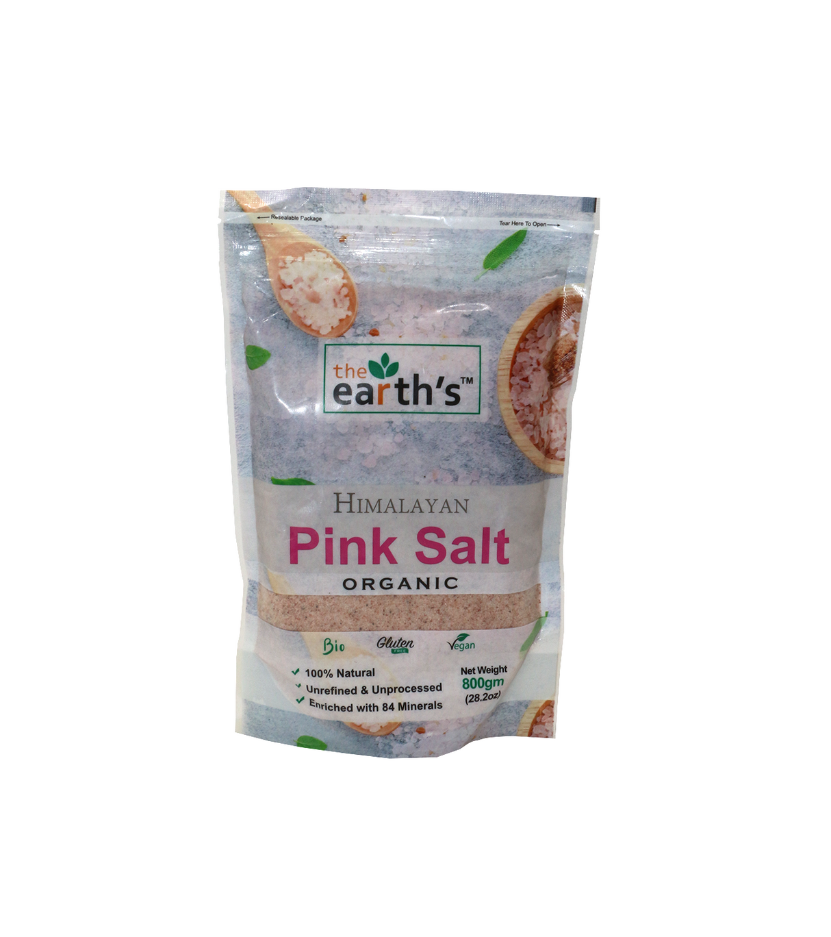 earth himalayan pink salt organic 800g pouch