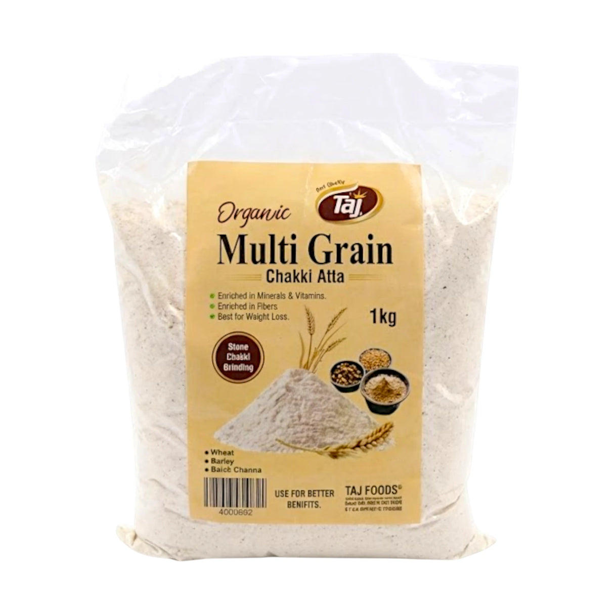 TAJ MULTI GRAIN CHAKKI ATTA 1KG