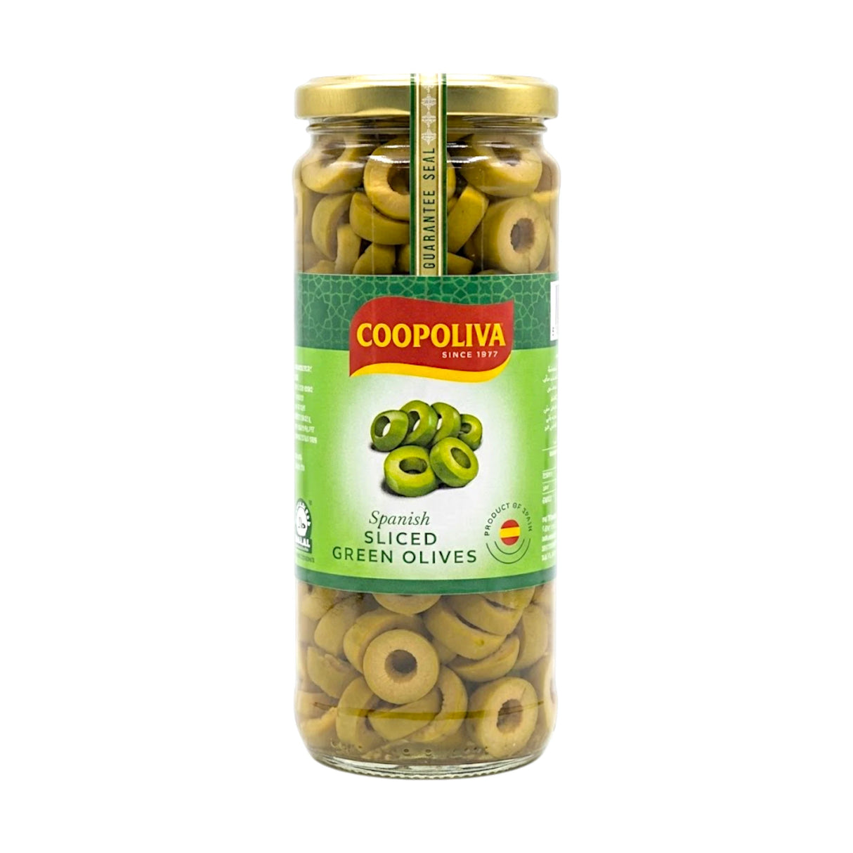 coopoliva spanish sliced green olives 450g