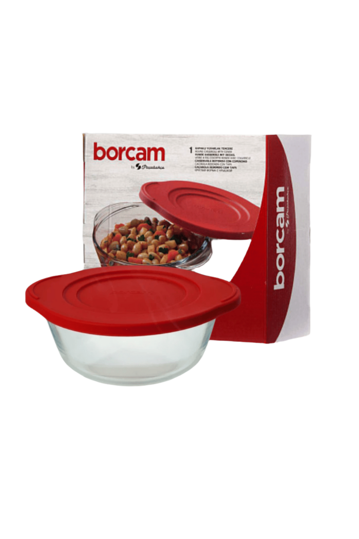 borcam glass bowl & lid 6" turkey59133-08