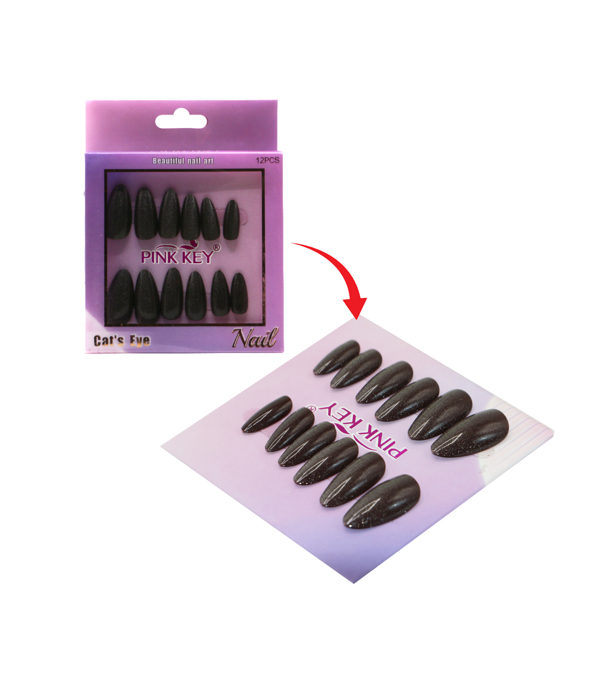 pink key nails pk2409-3 12p
