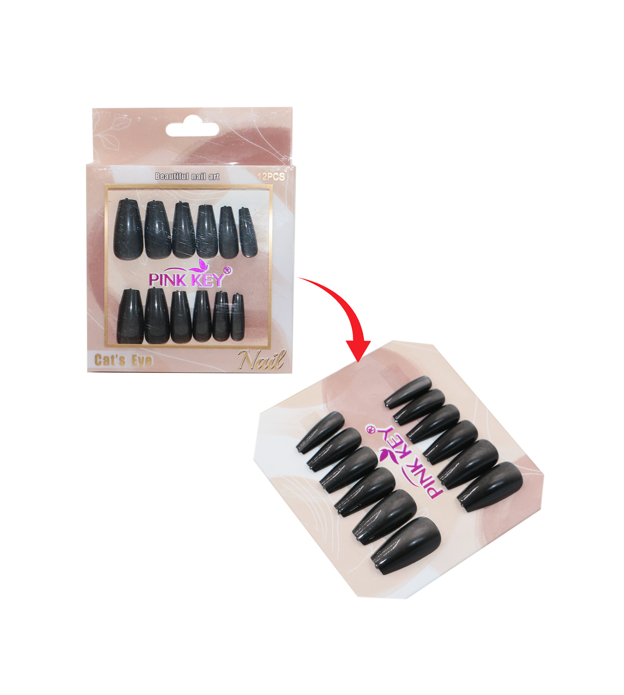 pink key nails pk2409-5 12p