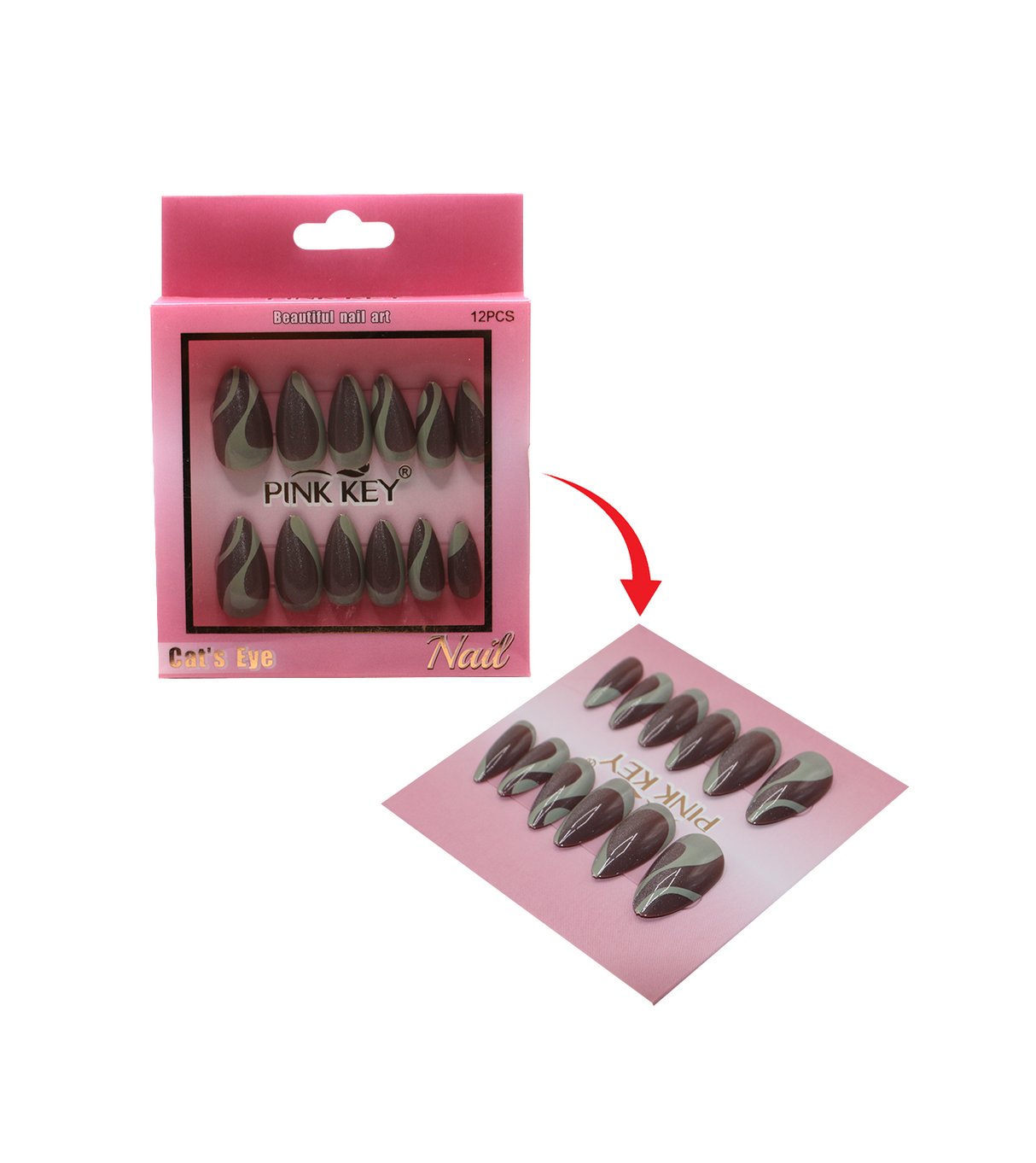 pink key nails pk2409-1 12p