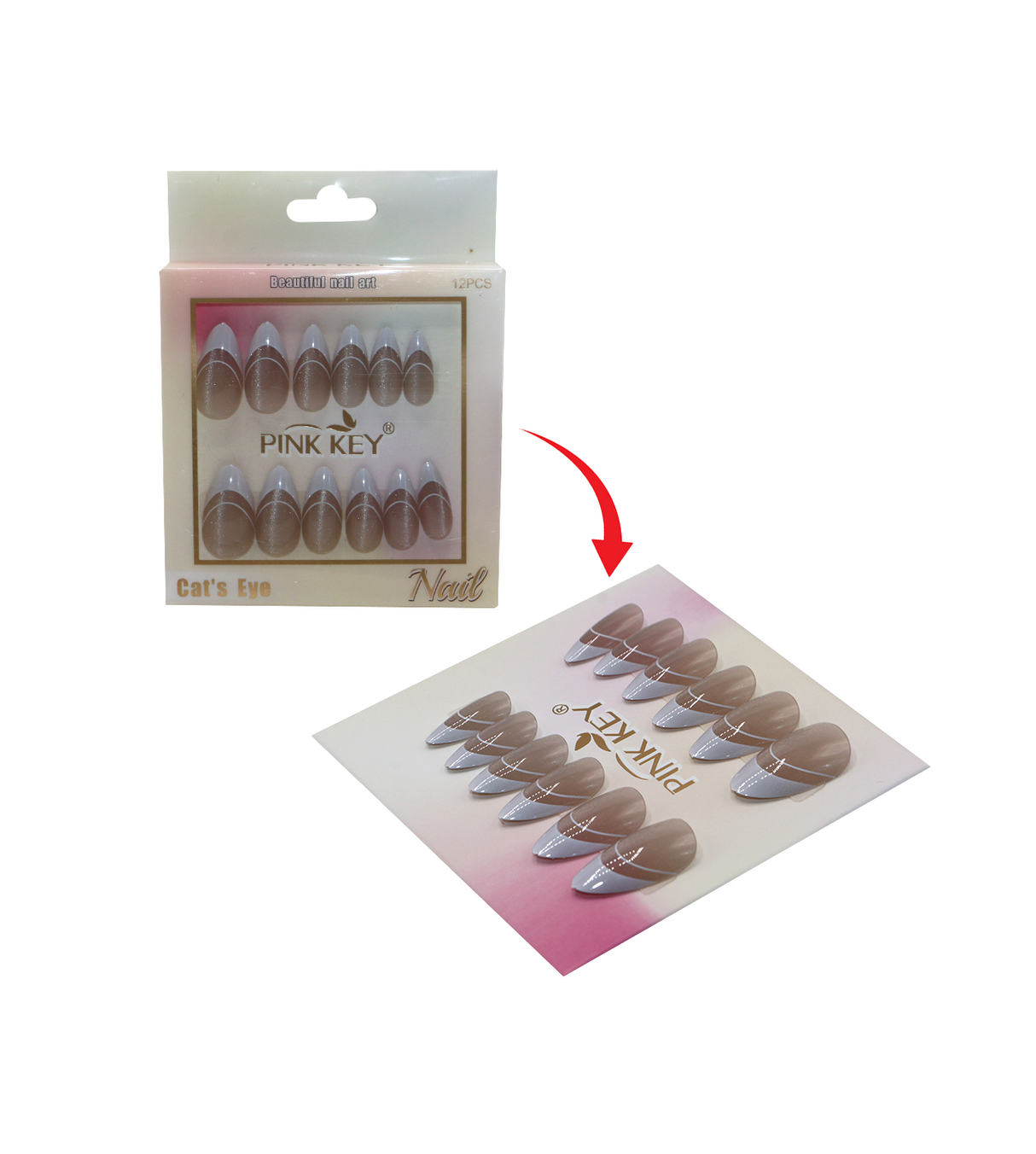 pink key nails pk2409-2 12p