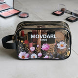 floral print transparent makeup pouch and cosmetic organizer bag pvc black 8.5"x5" china