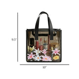 floral print transparent makeup pouch and cosmetic organizer bag pvc black 10"x9.5" china
