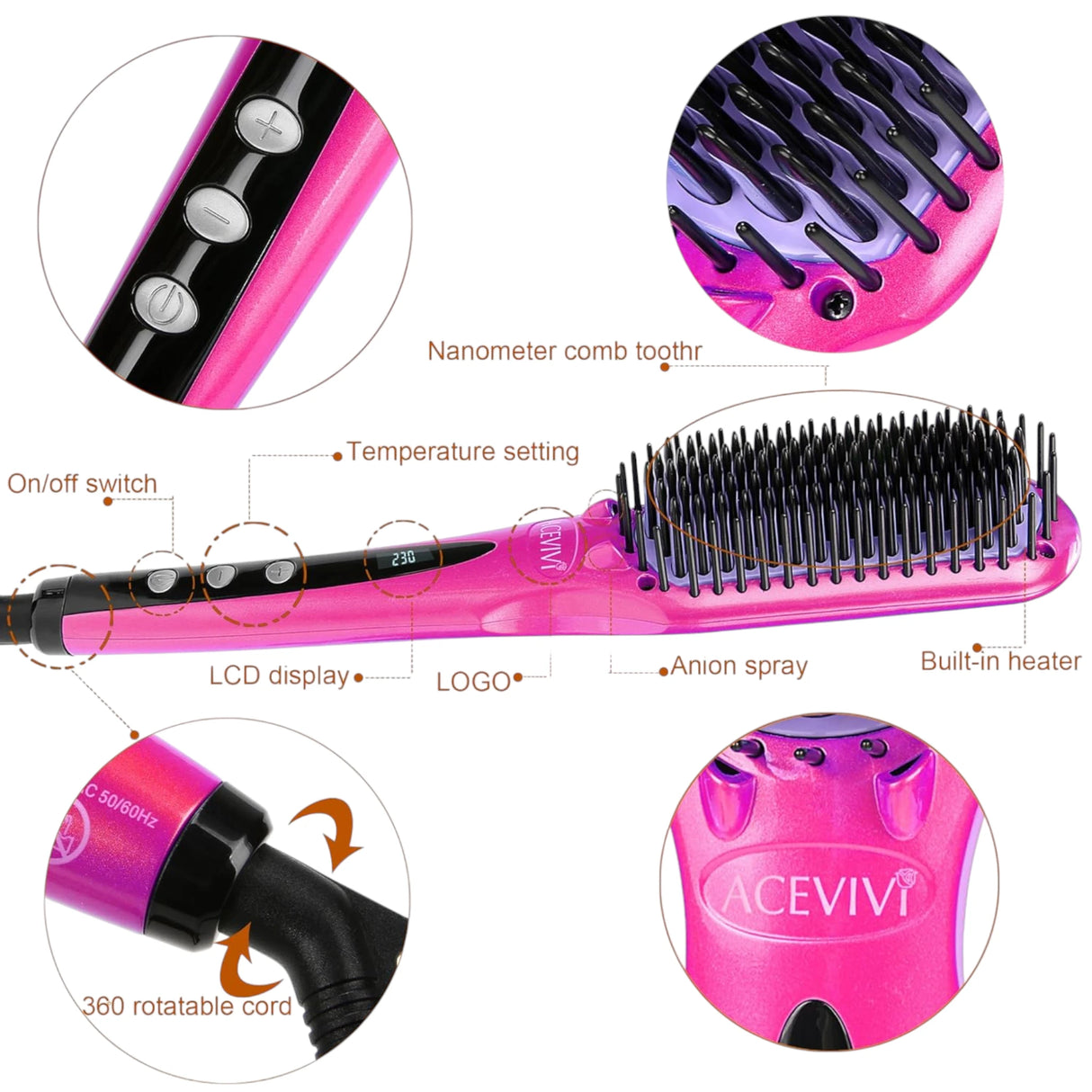 acevivi hair straightining brush