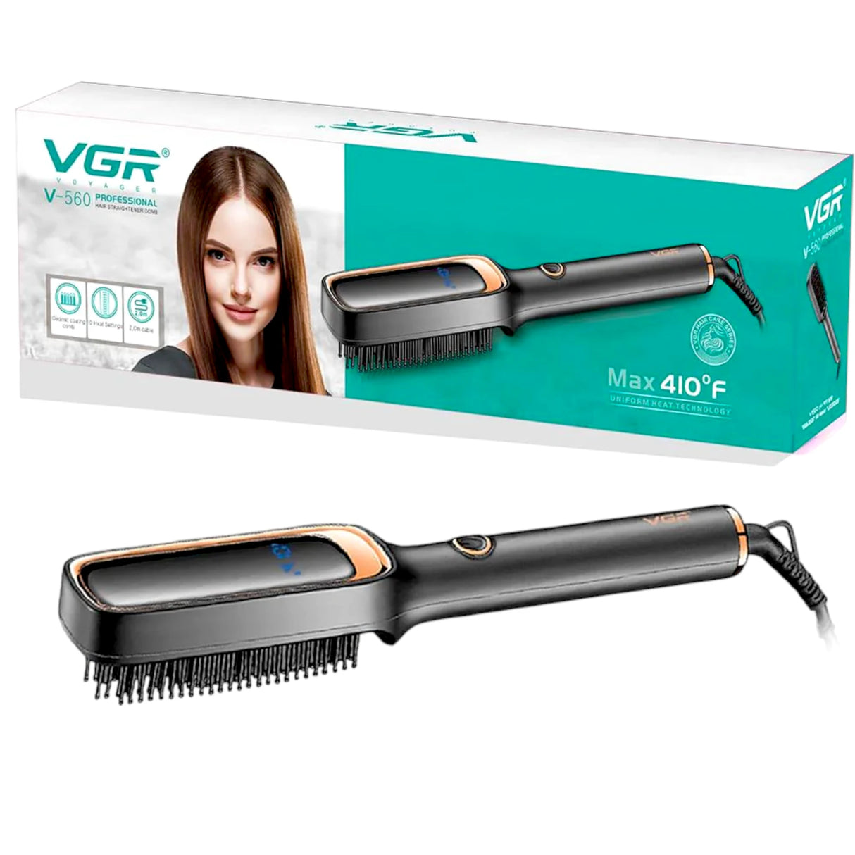 vgr hair straightener brush v-560