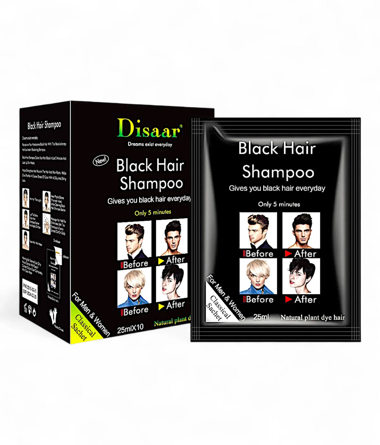 disaar hair color shampoo black 25ml china ds5920