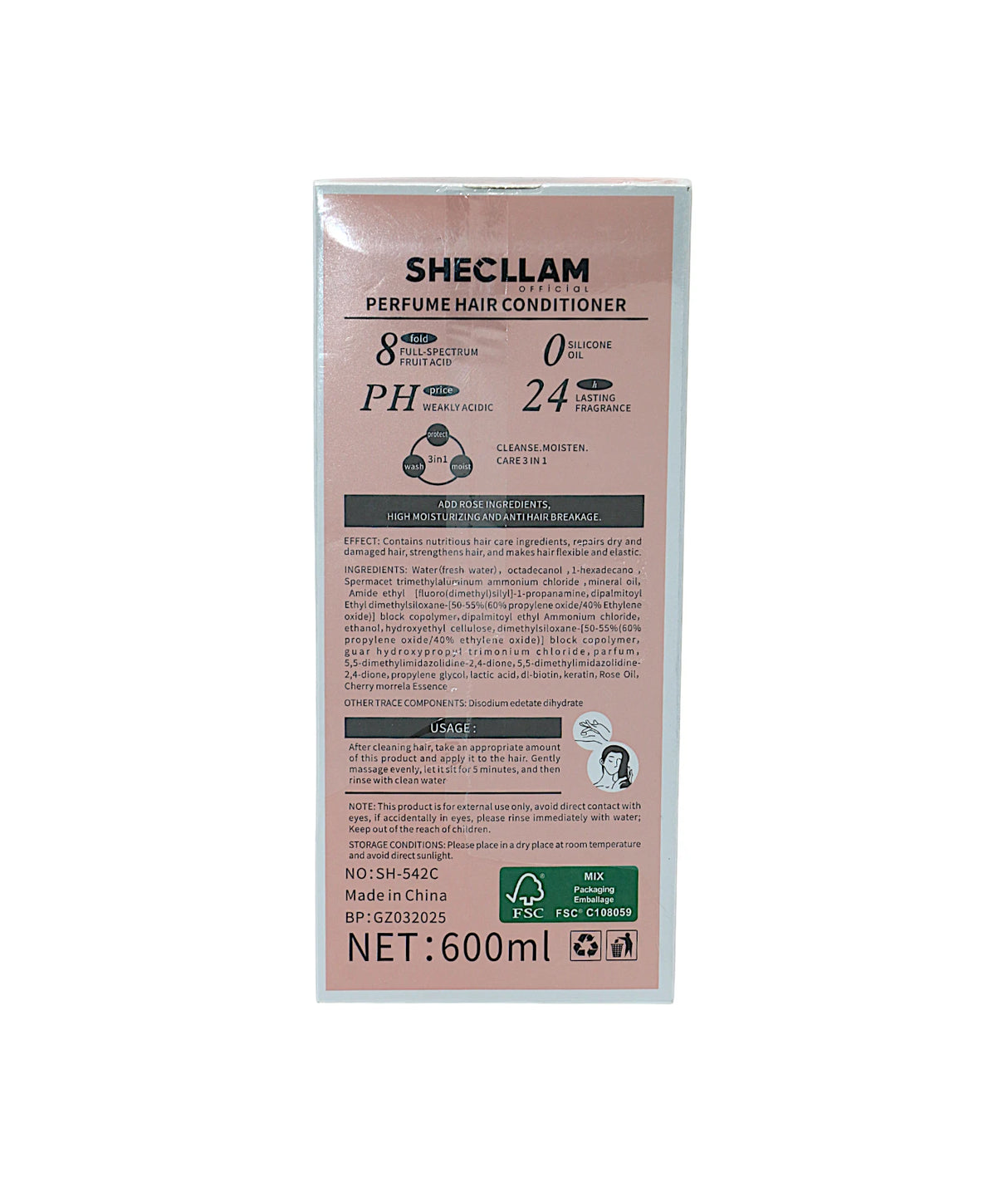shecllam hair conditioner cherry fragrance 600ml sh-542c