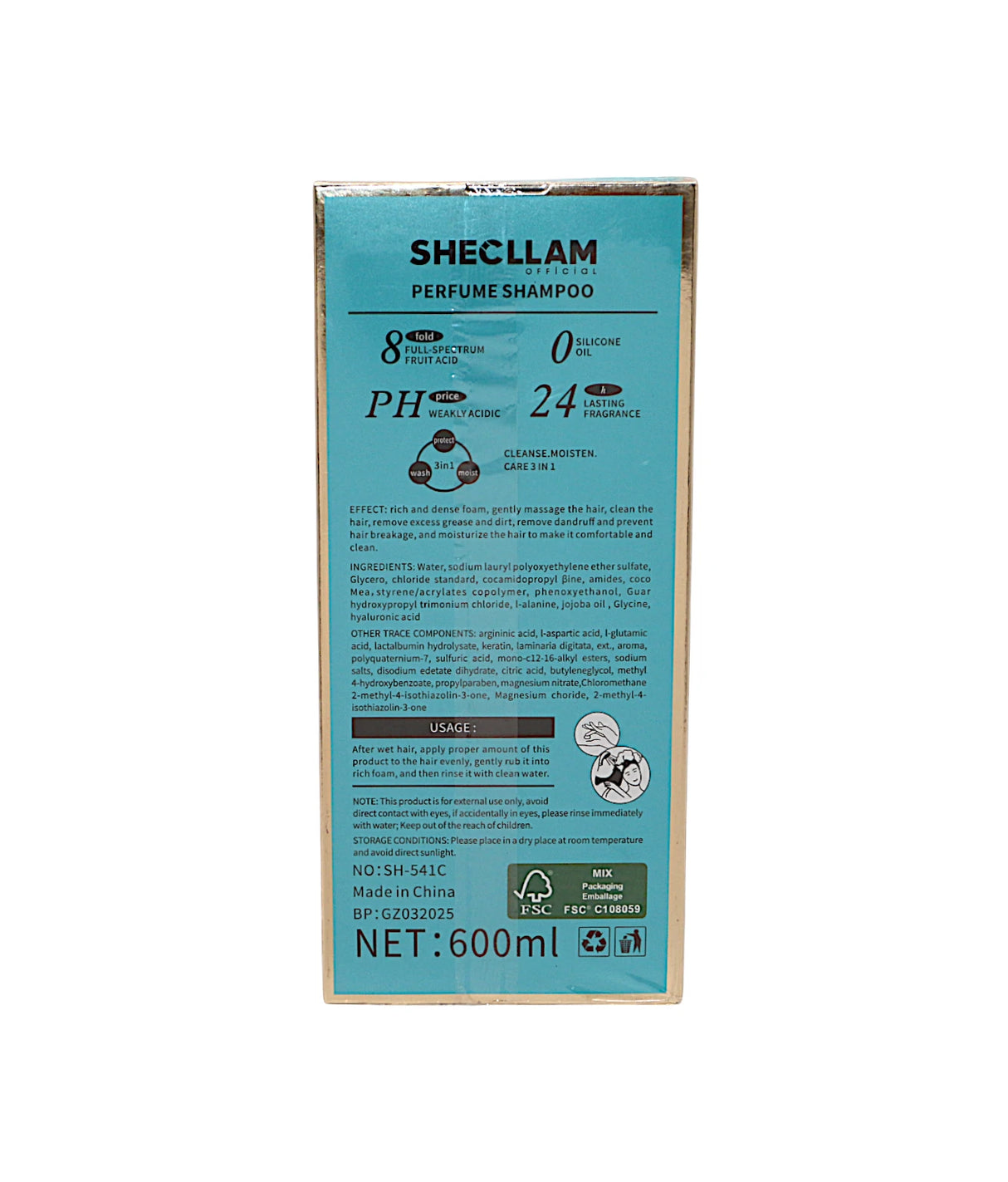 shecllam shampoo camellia fragrance 600ml china sh-541c