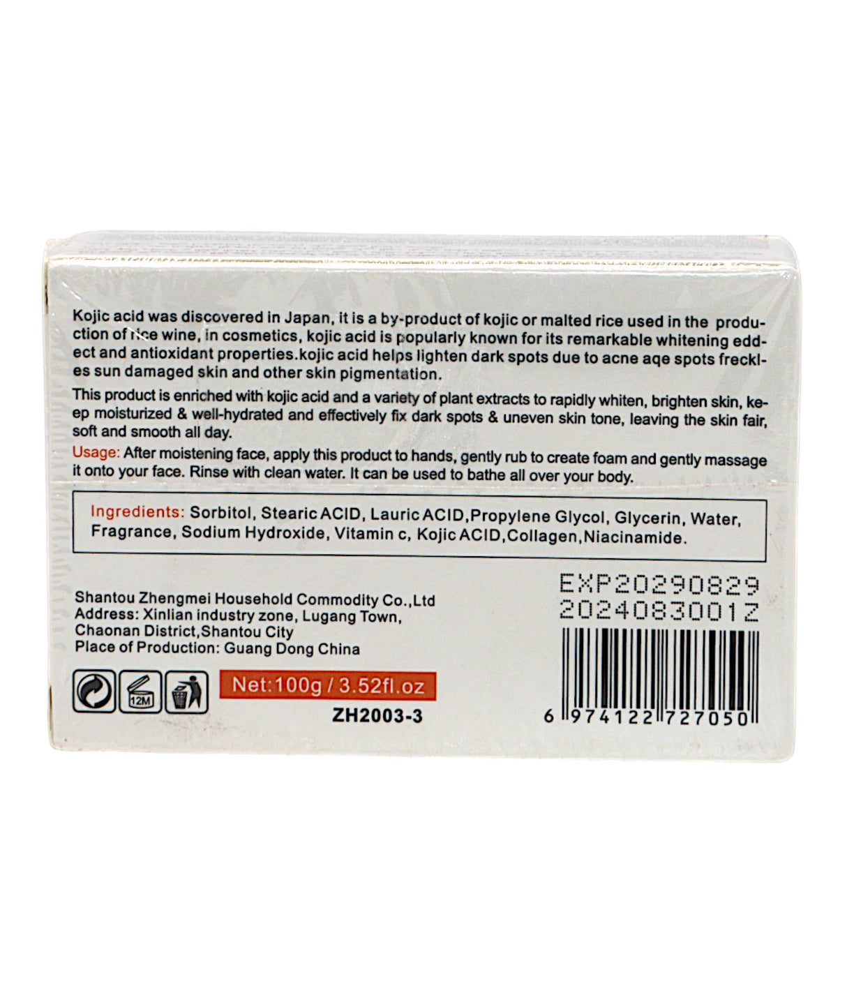 zmrh soap kojic acid 100g china