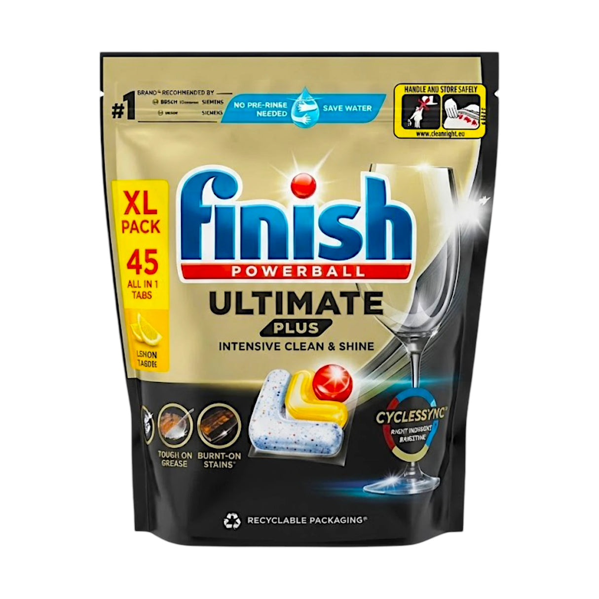 finish dishwasher powerball ultimate plus lemon 45 tablets 549g