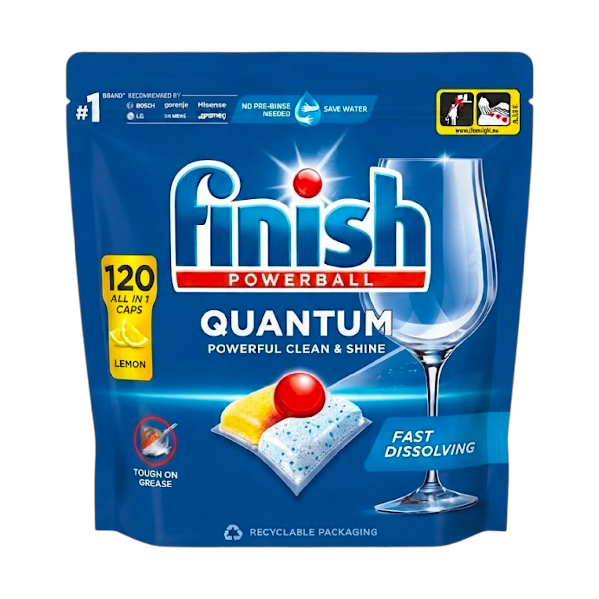 finish dishwasher powerball quantum lemon 120 tablets 1.248kg