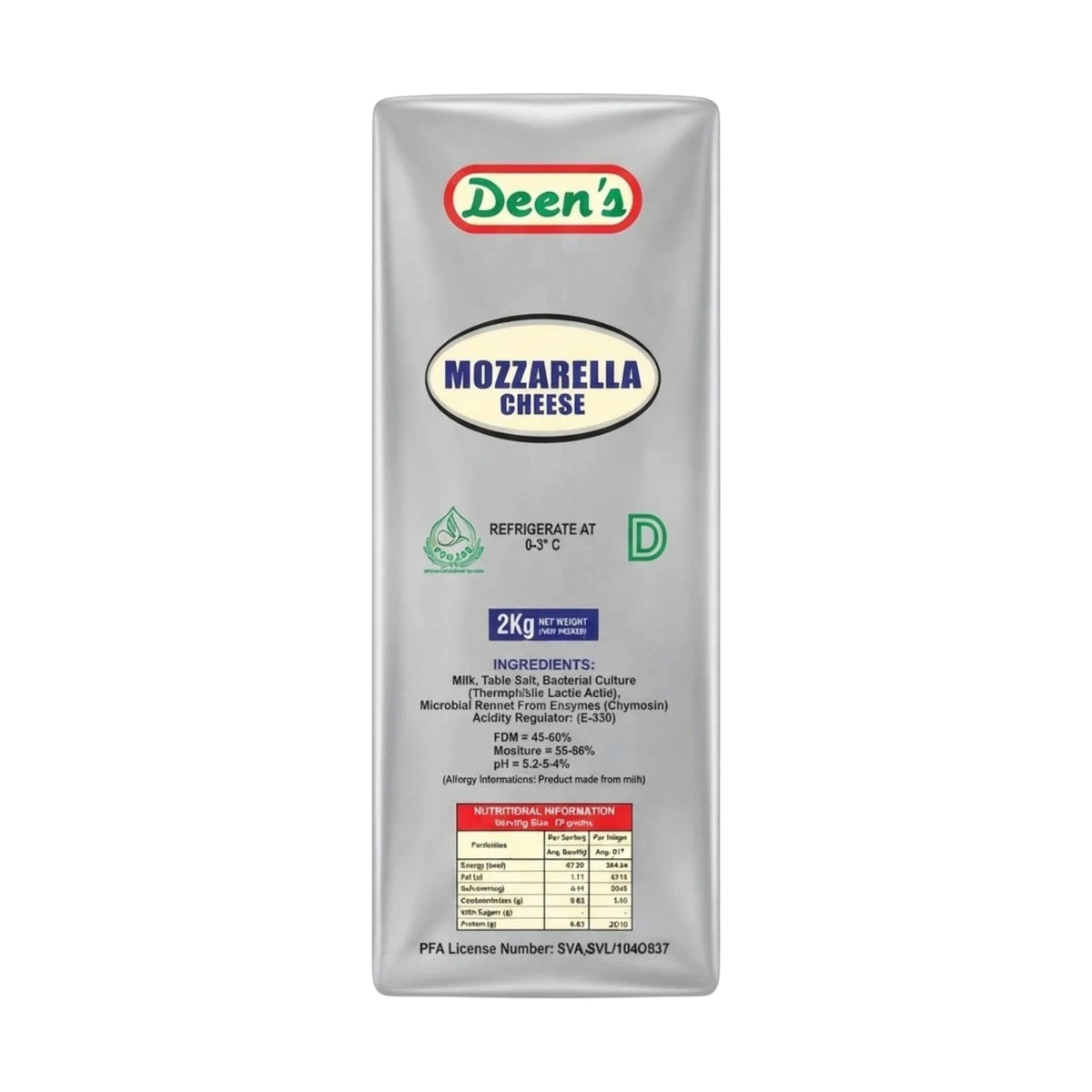 deens cheese mozzarella 2kg