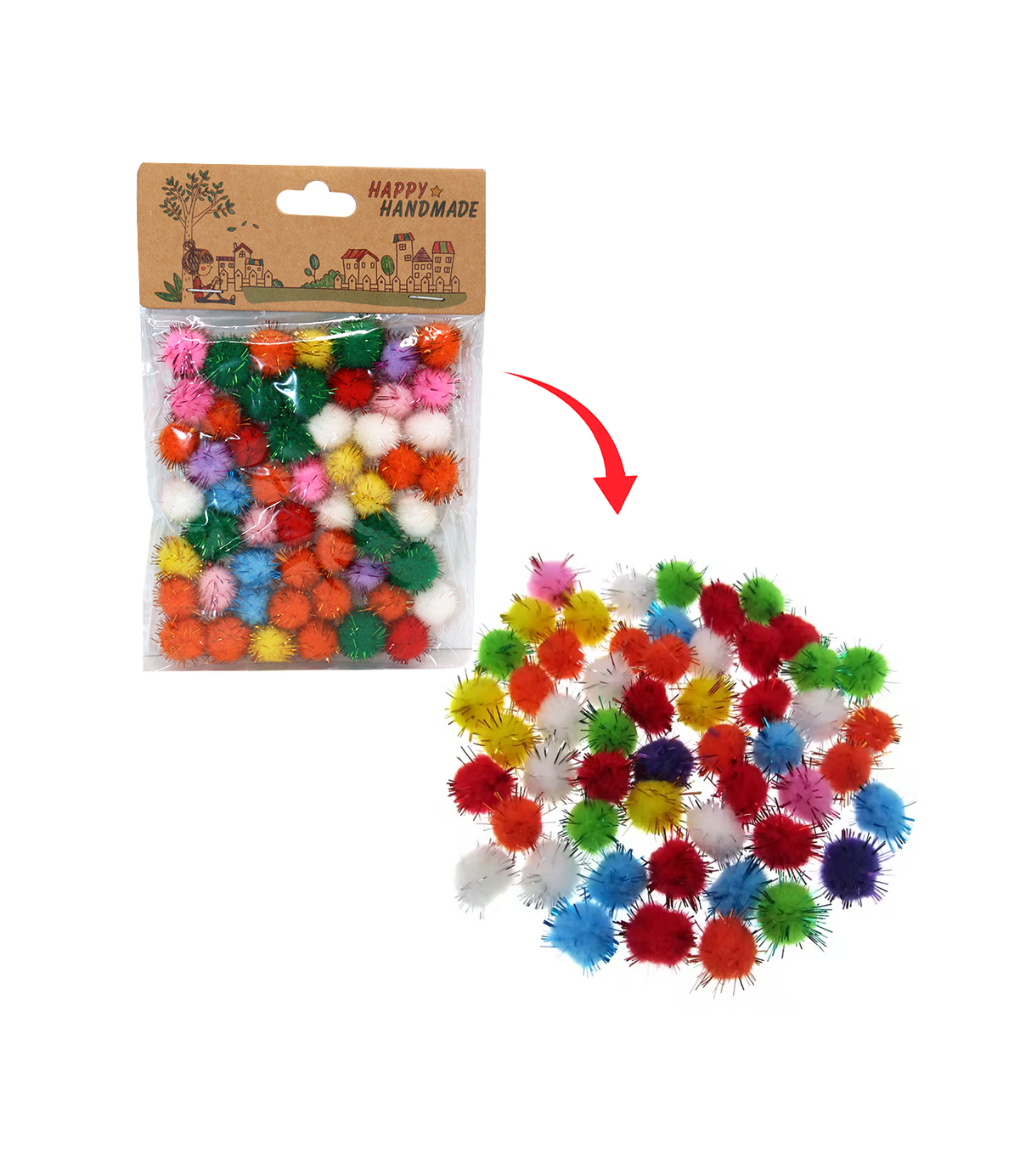 art and craft pom pom glitter 60pc