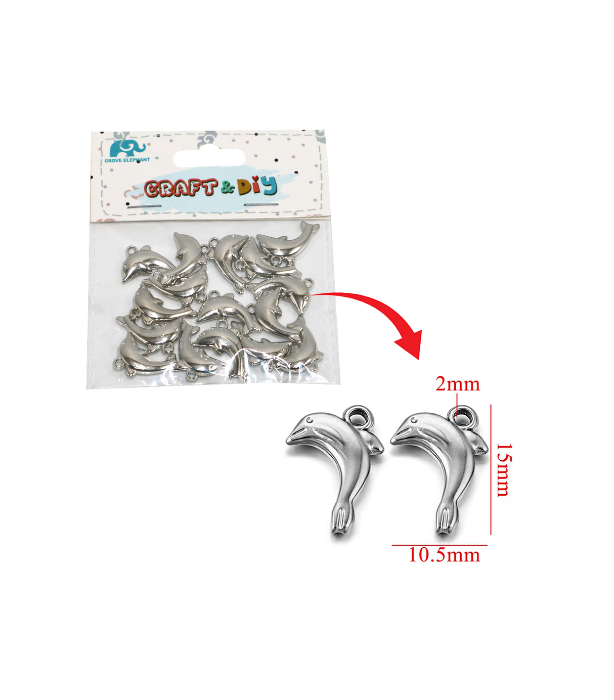 art and craft silver dolphin 15pc 7878