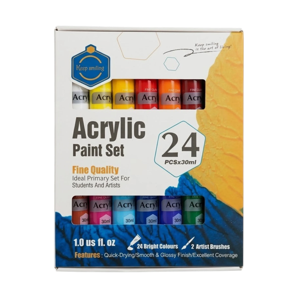 keep smiling acrylic paint 24pc 30ml b4030