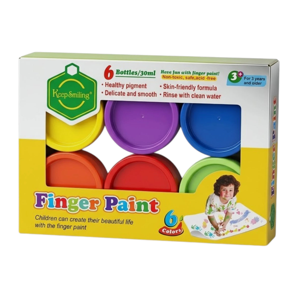 keep smiling finger paint 6pc 30ml b4004