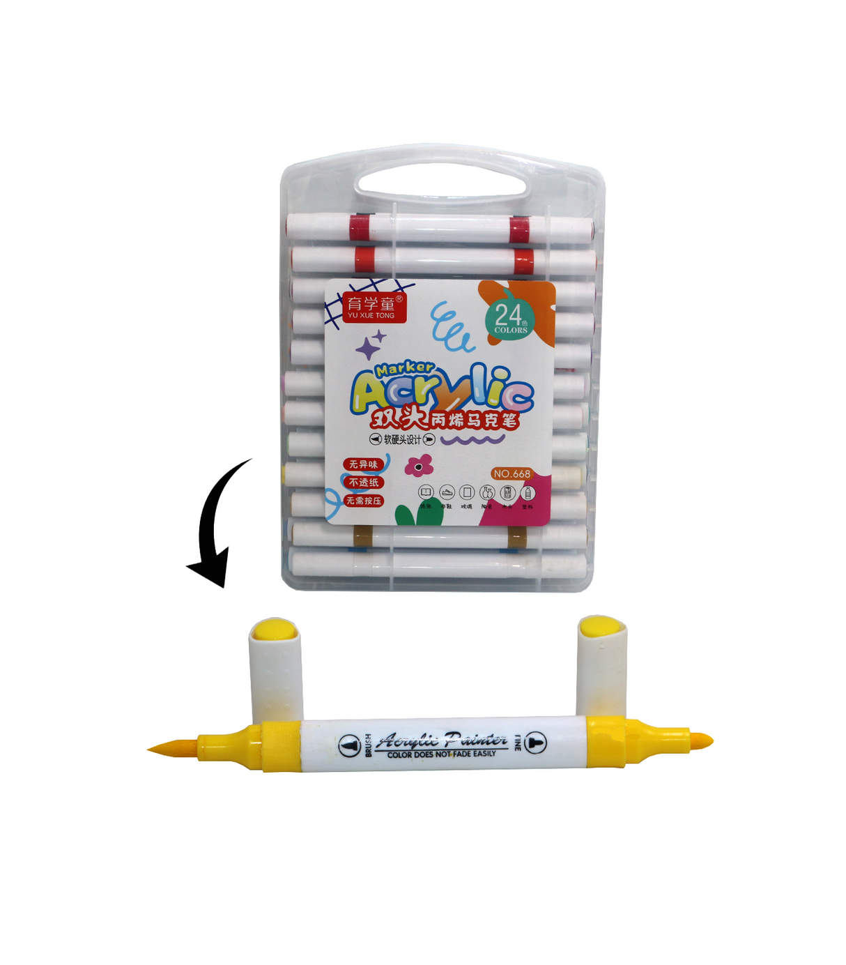 yuxue acrylic marker  double headed 24p china 668-24