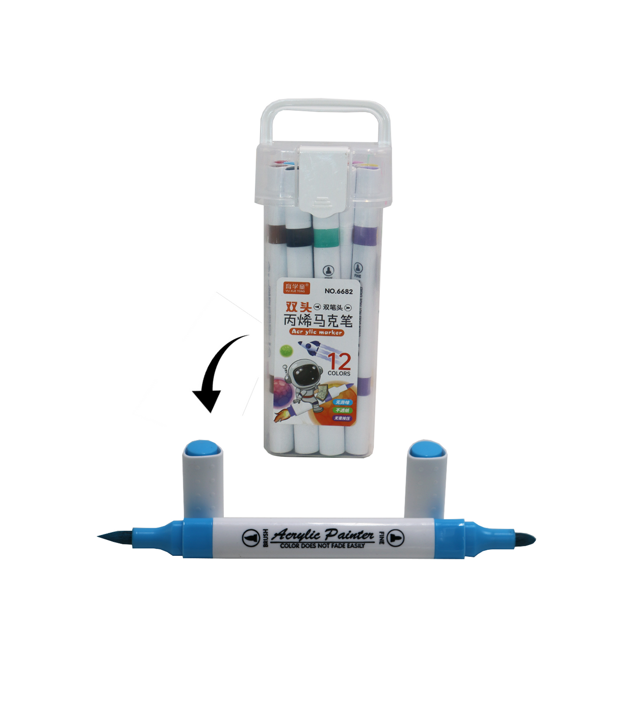 yuxue acrylic marker 12pc china 6682-12