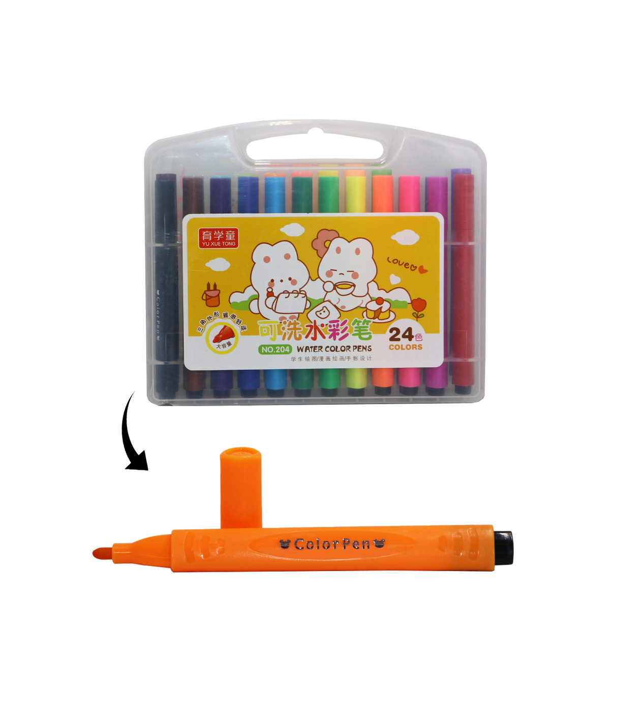 yuxue water color marker washable 24p china 204-24