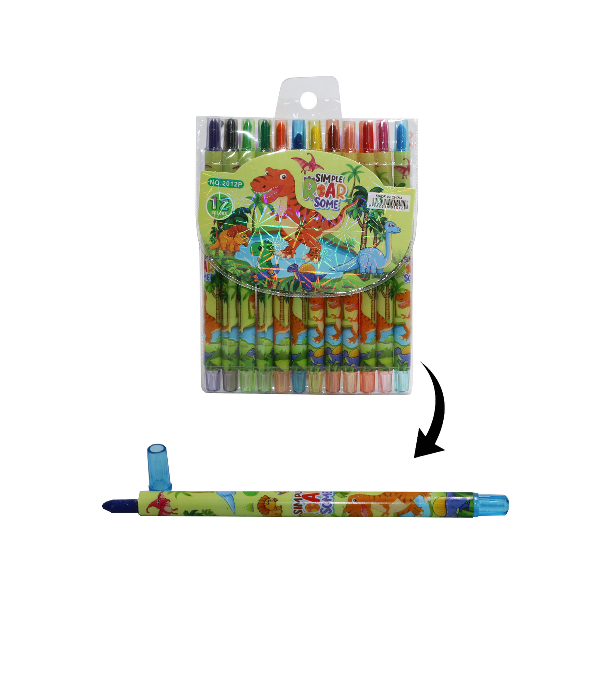 rotating crayon simlple roar large 12pc china 2012p