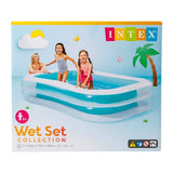 intex wet set collection inflatable kids swimming pool blue & white 103"x69"x22"