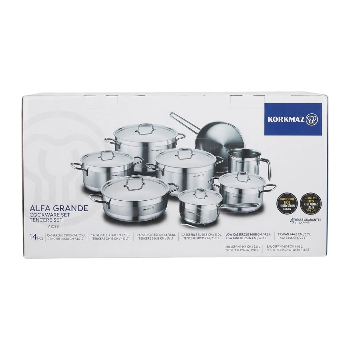 korkmaz alfa grande ss kitchen set 14pc induction base turkey a1089