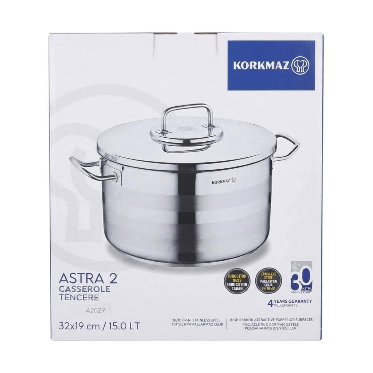 korkmaz ss casserole 15l induction base turkey a2029