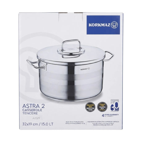 korkmaz ss casserole 15l induction base turkey a2029